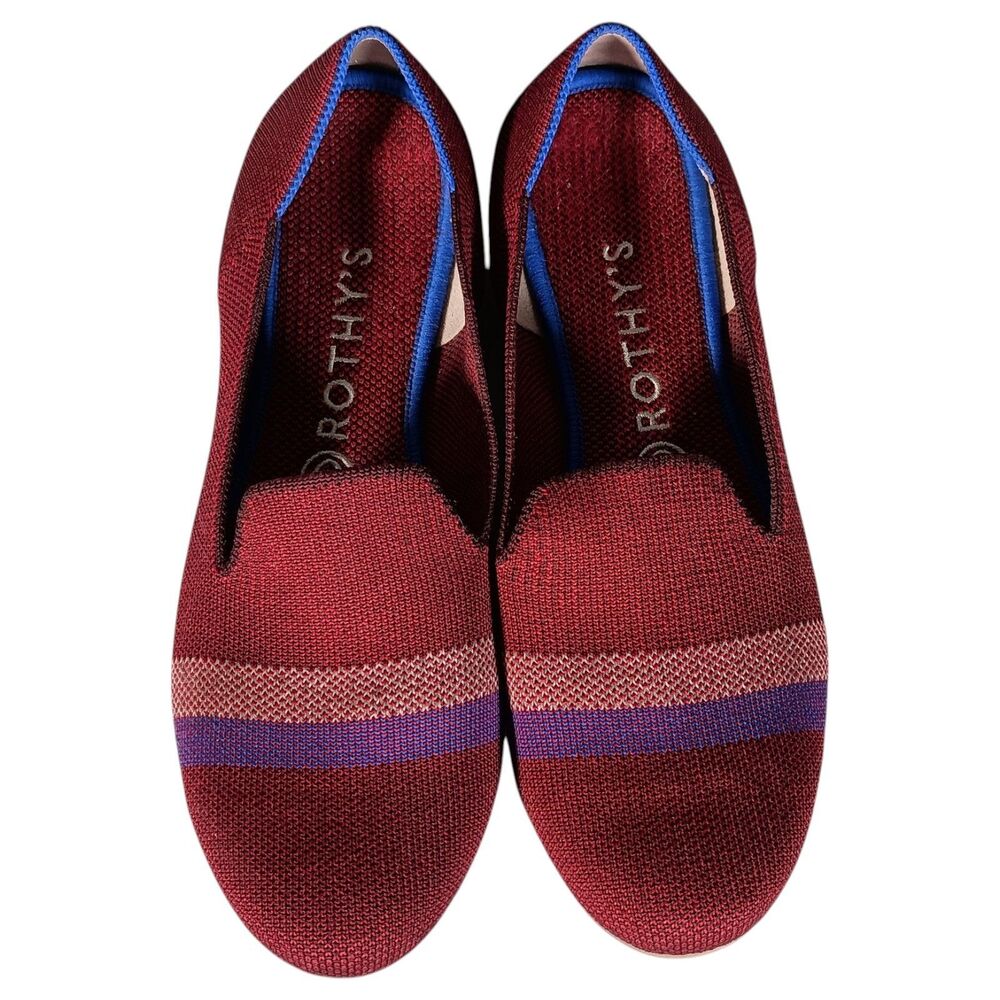 Rothy’s Garnet Reflective Stripe Loafer Limited Edition Womens 9 Burgundy Flats - Picture 5 of 11